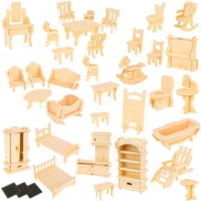 A set of wooden furniture for dolls 34 pcs.