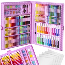 Painting set in a suitcase, 168 pieces, pink