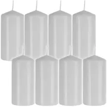 White cylinder candle - set of 8 