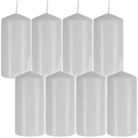 Candle cylinder white - set of 8 pcs.