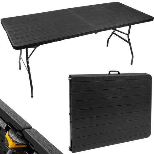 Folding garden table, black, 180 cm