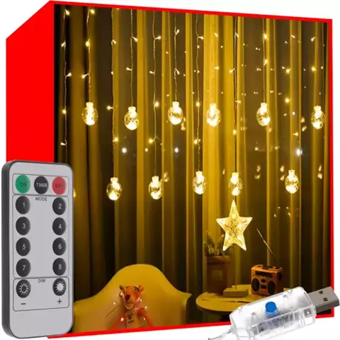 Light curtain 108LED USB warm white KŚ19736