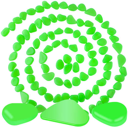 Luminous stones - set of 100 pieces green