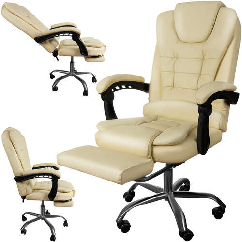 Office chair with footrest - beige Malatec 23287