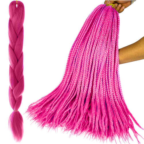 Synthetic hair braids - dark pink