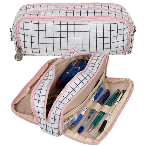 Triple folding pencil case - checkered Maaleo24514