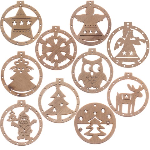 Wooden baubles - 10 pcs