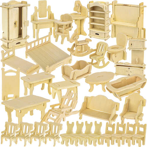 Wooden doll furniture set 34 pieces 23542