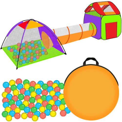 Zelt für Kinder HAUS + Tunnel + 200 Bälle