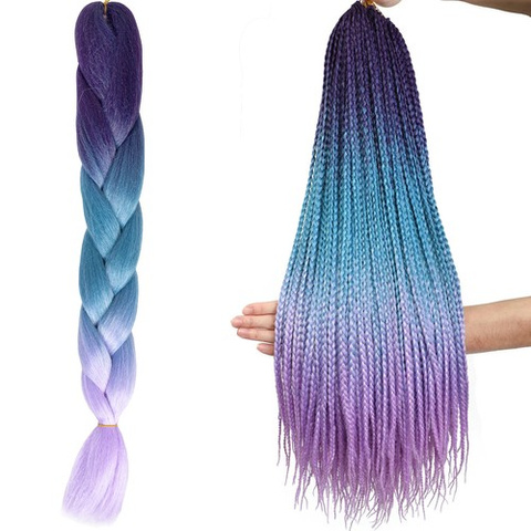 Synthetic hair braids ombre blue/purple W10342