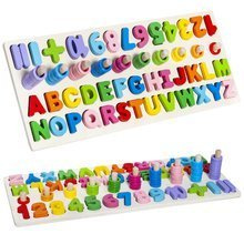 Wooden alphabet and numbers puzzle