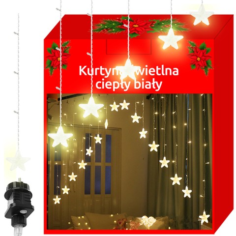 Kurtyna świetlna 136LED - ciepły biały 31V KŚ11337