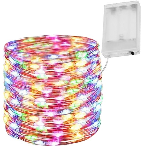 Lampki 100 LED drucik - multicolor - na baterie